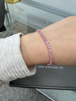 14K yellow gold pink sapphire bracelet