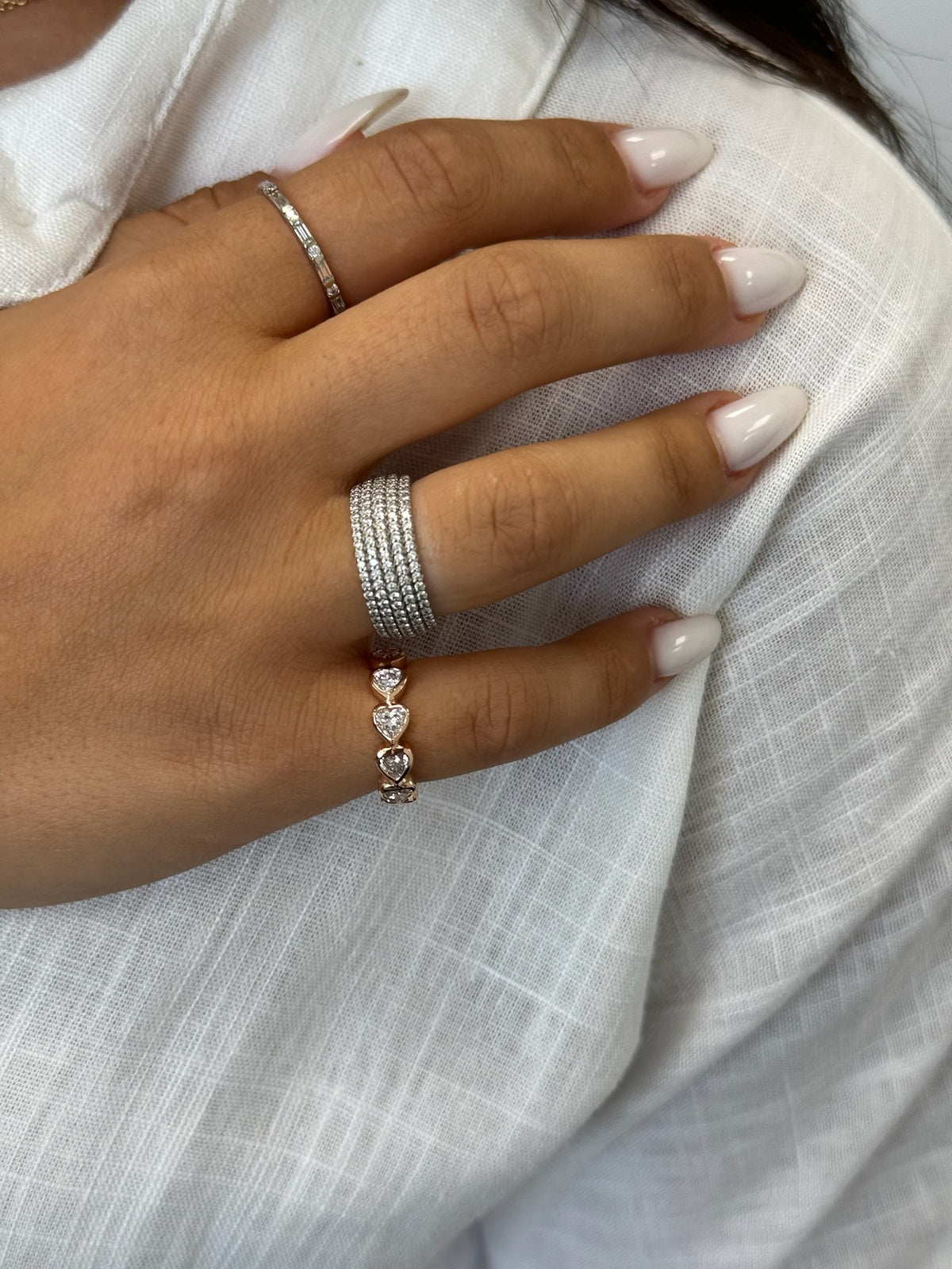 Sera - Heart Shape East to West Bezel Set Diamond Eternity Band - Gem Jewelers Co