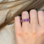 Mia - 5CT Pink Sapphire Eternity Band In Emerald Cut - Gem Jewelers Co