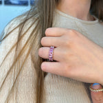 Mia - 5CT Pink Sapphire Eternity Band In Emerald Cut - Gem Jewelers Co