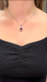 Burma - 3.5CT Oval Ruby and Round Diamond Pendant Necklace - Gem Jewelers Co