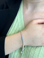 Athena - 7CT T.W Single Stone Emerald Shape Bezel Natural Diamond Tennis Bracelet - Gem Jewelers Co