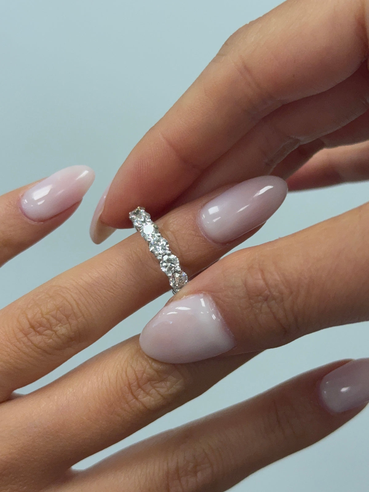 Round Natural Diamond U-Prong Eternity Band