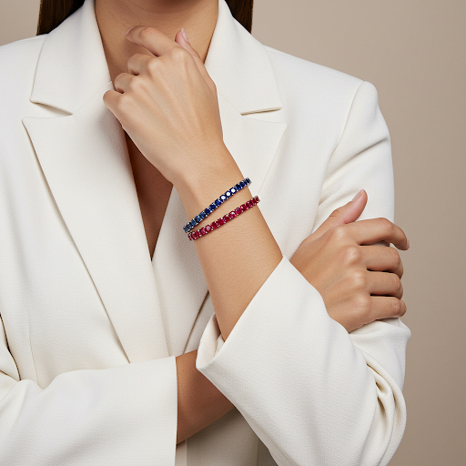 Amsterdam - 7CT T.W Natural Red Ruby Tennis Bracelet