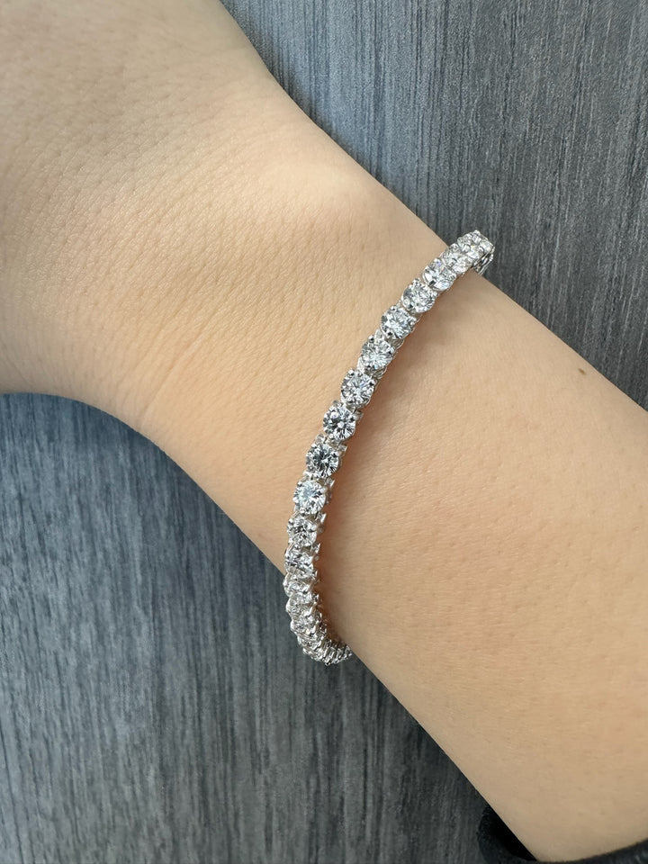 3-Prong Natural Diamond Tennis Bracelet - Martini Style 14K Solid Gold