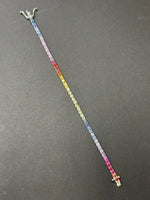5.84 Carat Rainbow Colors Natural Sapphire Tennis Bracelet In 14K White Gold - Gem Jewelers Co