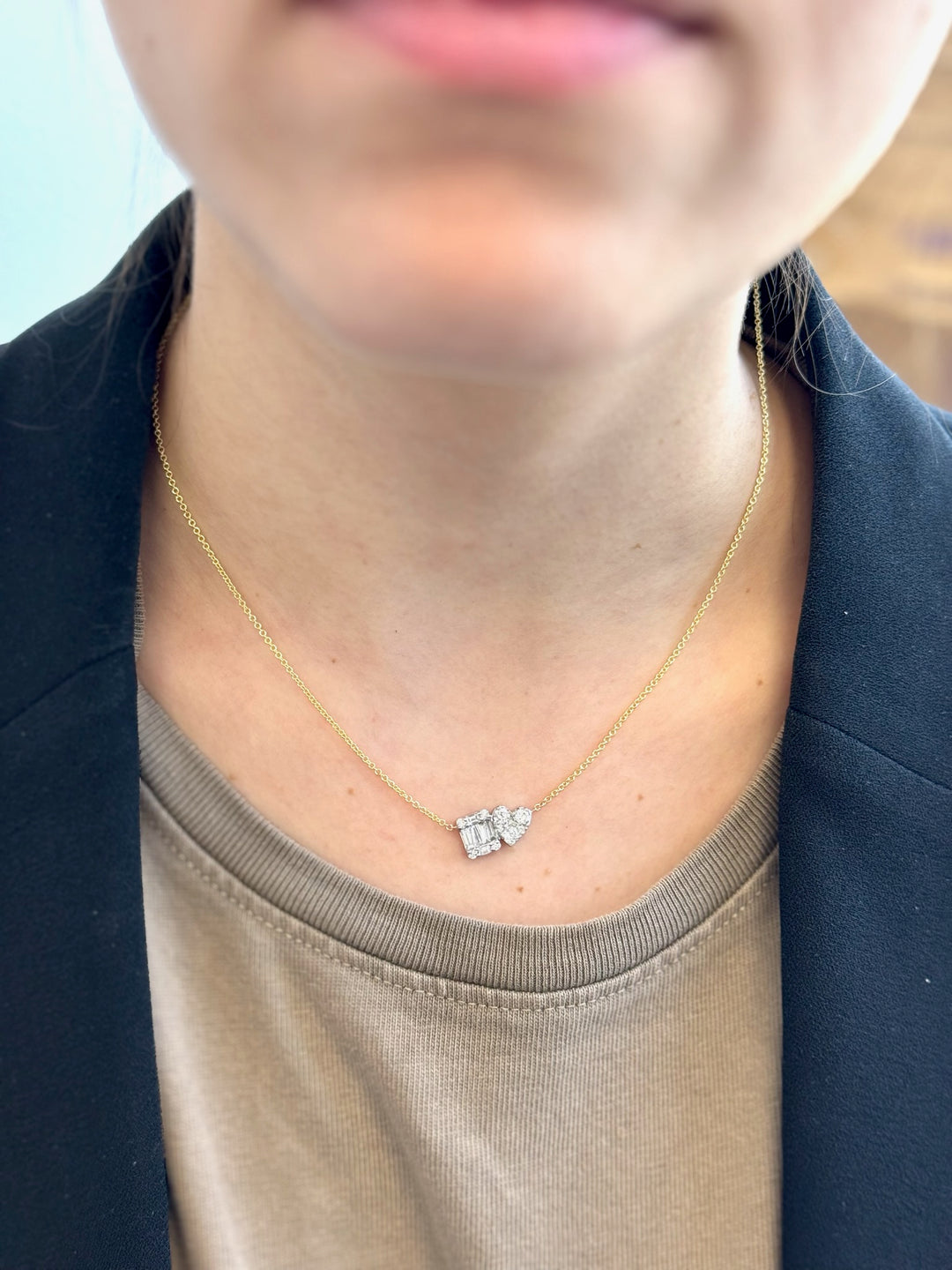 Graff - 0.75Ct Heart & Emerald Shape Cluster Diamond Pendant Necklace