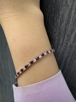 Natural Diamond & Red Ruby Tennis Bracelet 14K Solid Gold Lifestyle 4