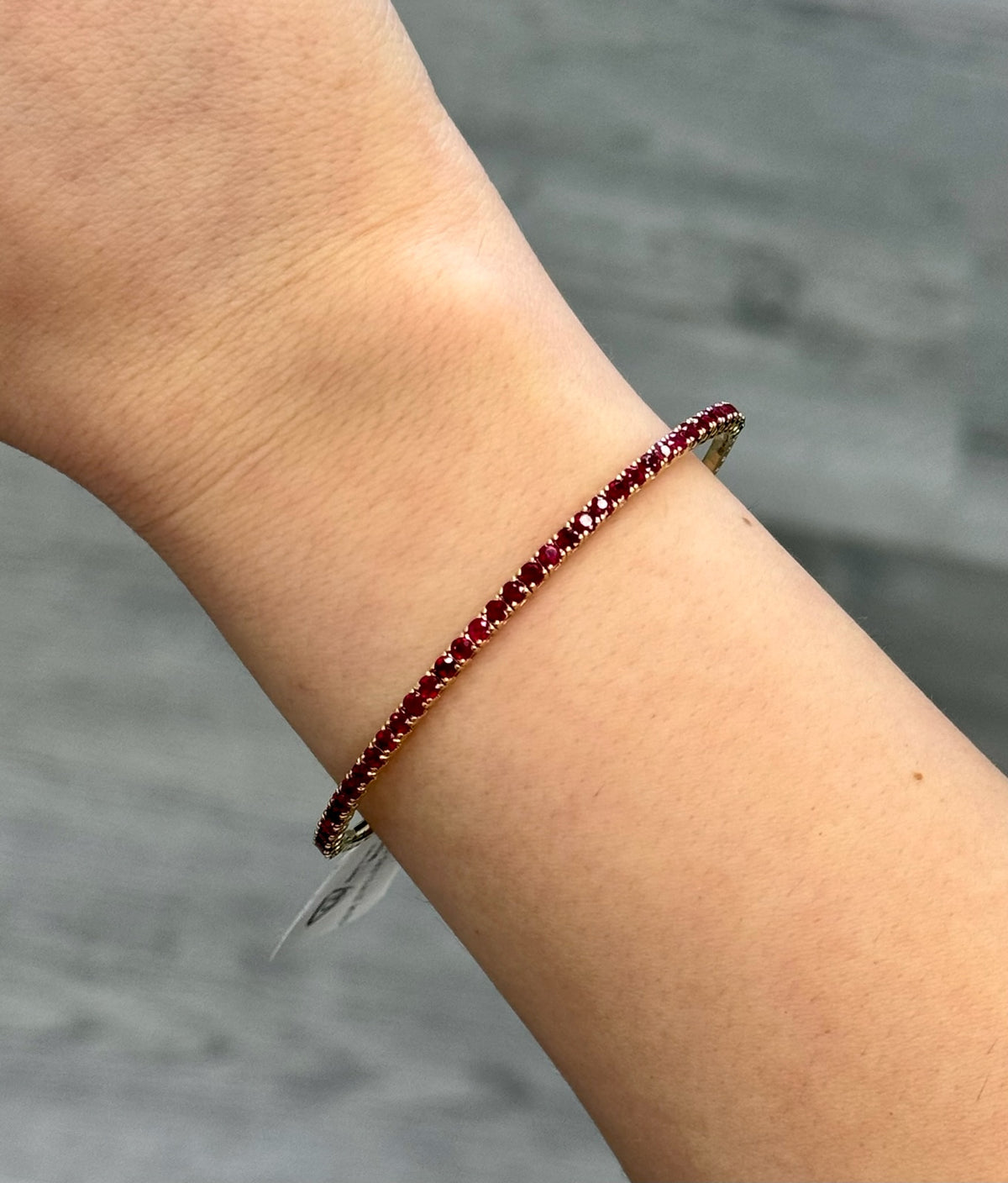 Flexible Natural Red Ruby Bangle in 14K Solid Gold Lifestyle 2