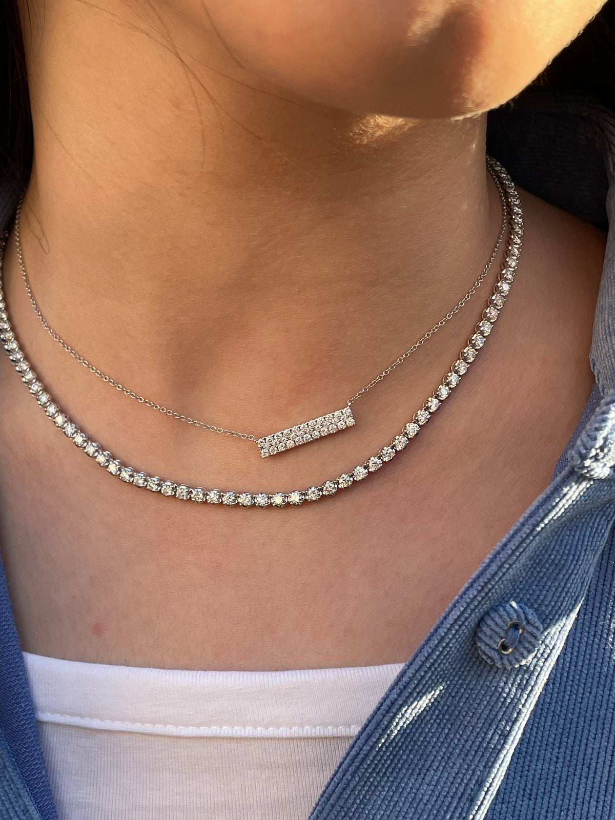 Gift Set - 6.4CT Crown Crown Prong Diamond Tennis Necklace & 4CT Crown Prong Diamond Tennis Bracelet in 14k Solid Gold - Gem Jewelers Co