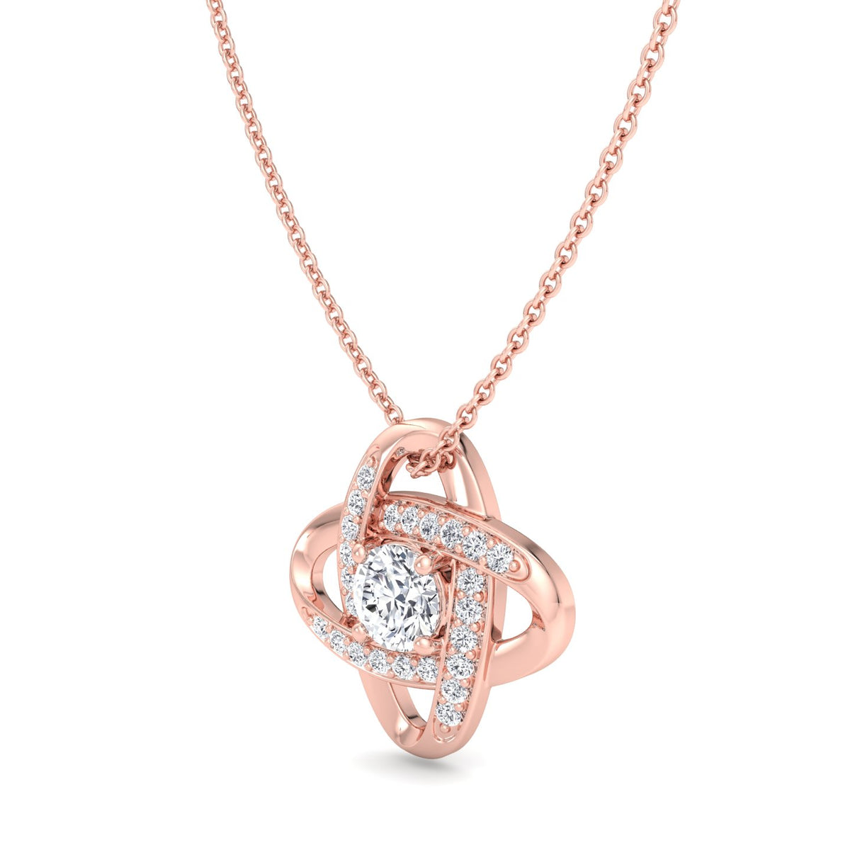 Infinity Diamond Solitaire Pendant Rose Gold