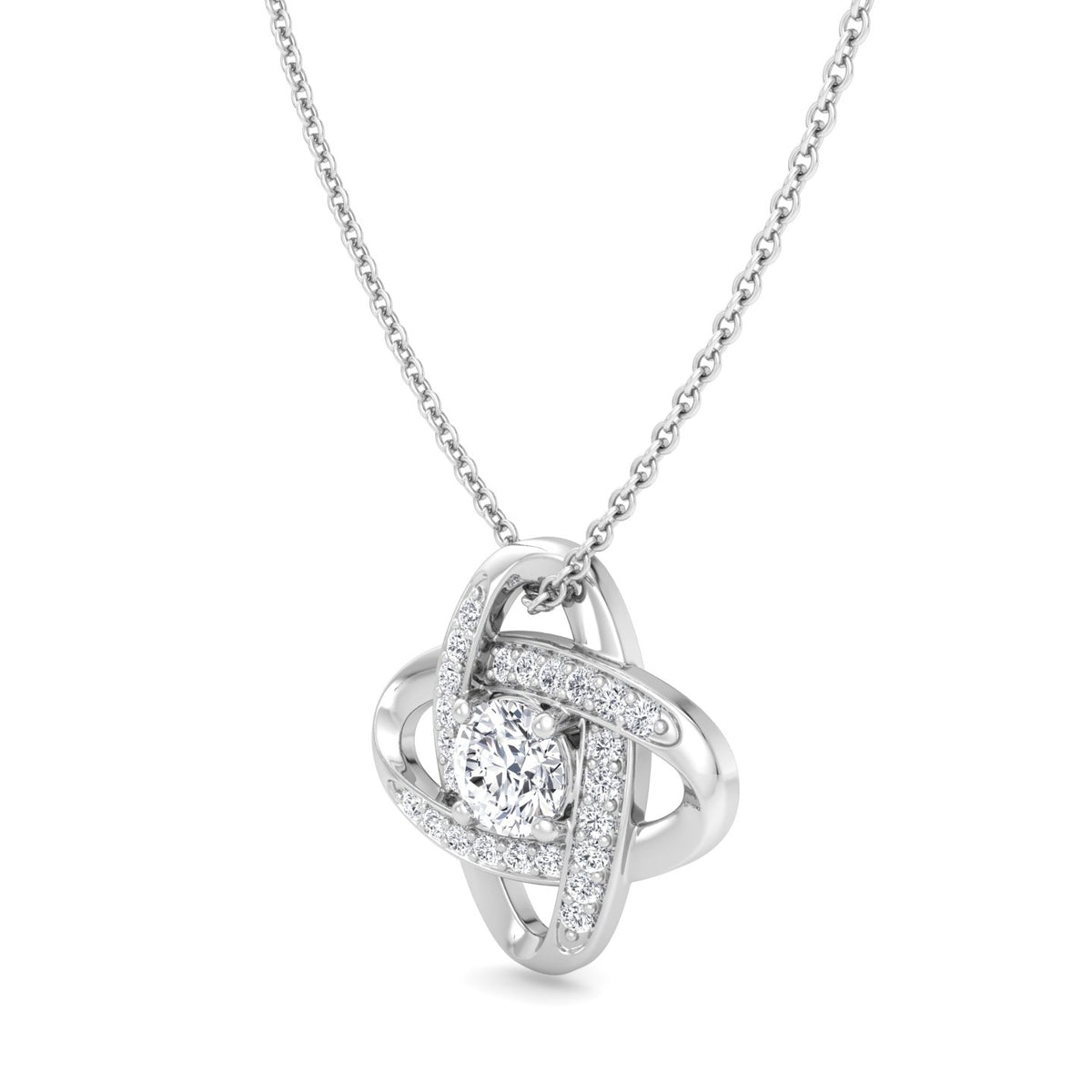 Infinity Diamond Solitaire Pendant White Gold