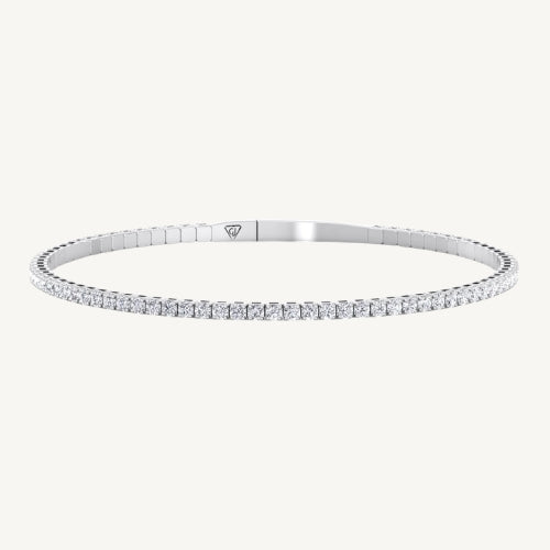 Flexible Natural Diamond Bangle in 14K Solid Gold