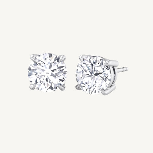 4 Prong Round Natural Diamond Studs