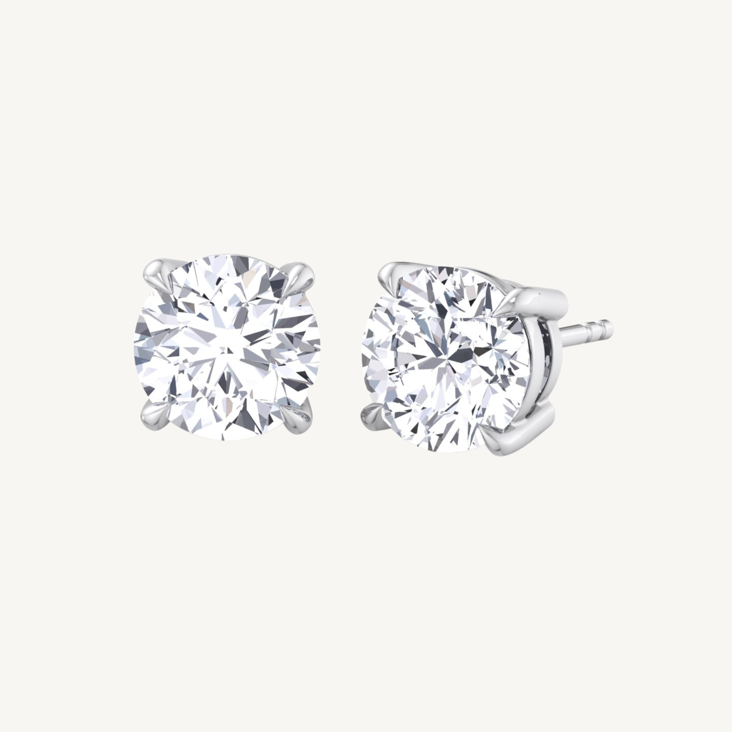 4 Prong Round Natural Diamond Studs