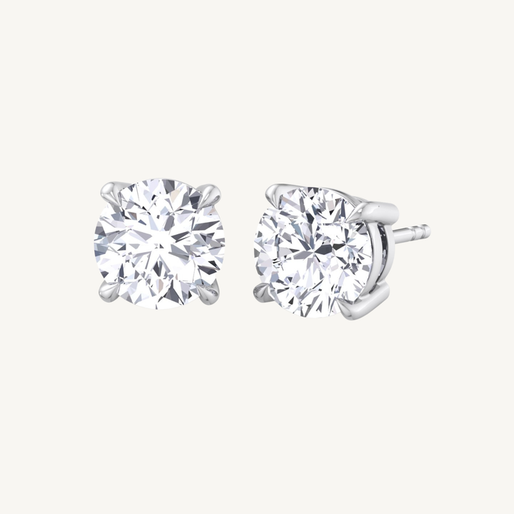 4 Prong Round Natural Diamond Studs
