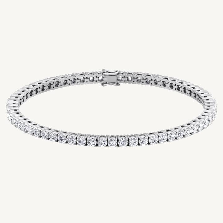 4 Prong Natural Diamond Tennis Bracelet ( Square Box Setting ) 18K Solid Gold