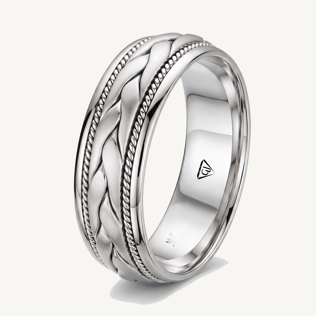 Classic Men's Braided Solid Gold Band
