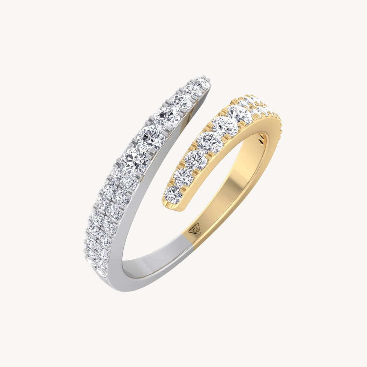 .50CT TW. Round Cut Two Tone Natural Diamond Wrap Ring