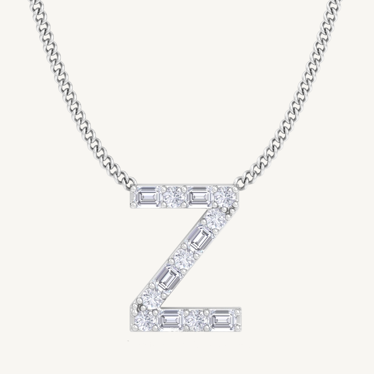 Z Initial Natural Diamond Pendant Necklace