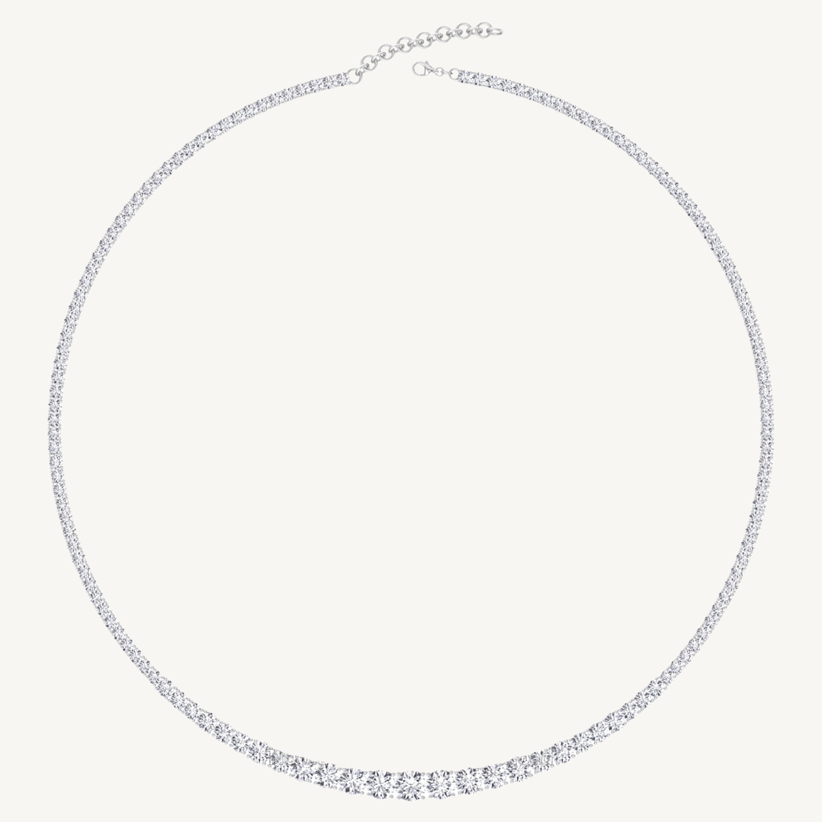 Adjustable 4-Prong Graduated Natural Diamond Tennis Necklace