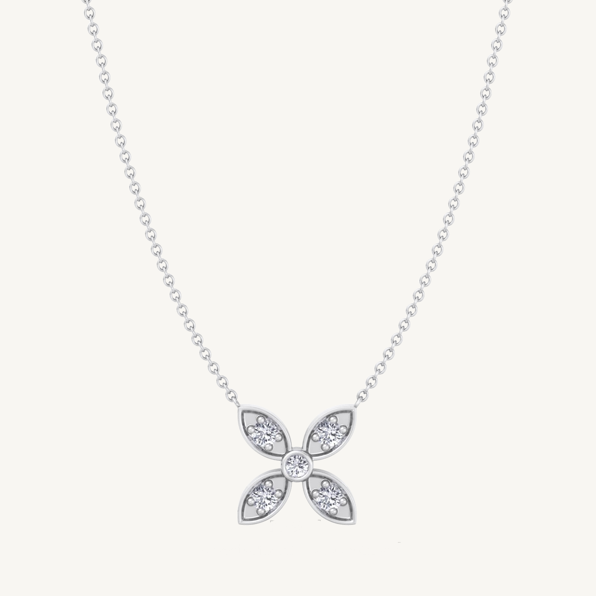 0.45CT T.W Round Shape Natural Diamond Flower Pendant