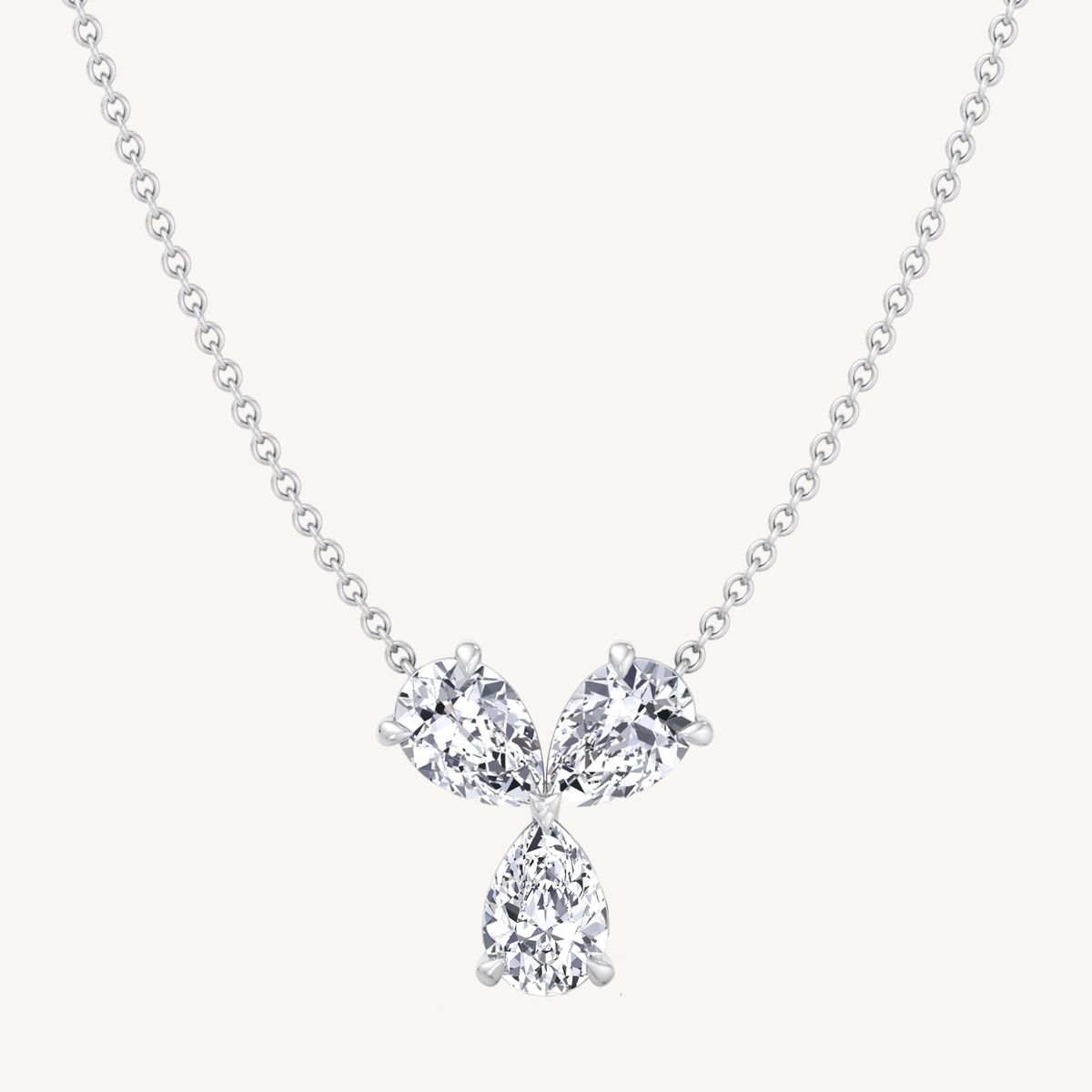 .75CTW Triple Pear Shape Natural Diamond Pendant