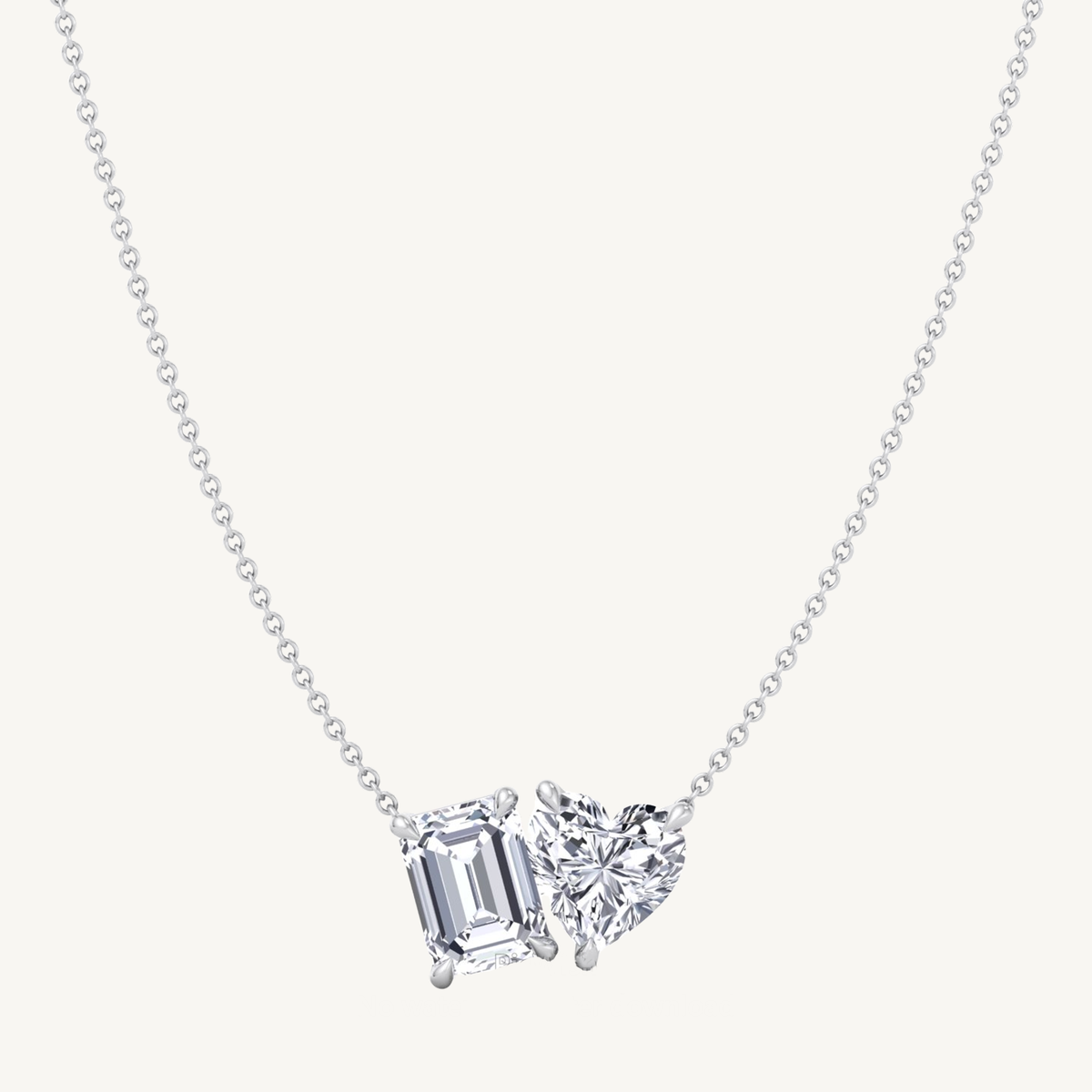 Toi Et Moi Emerald & Heart Shape Natural Diamond Pendant