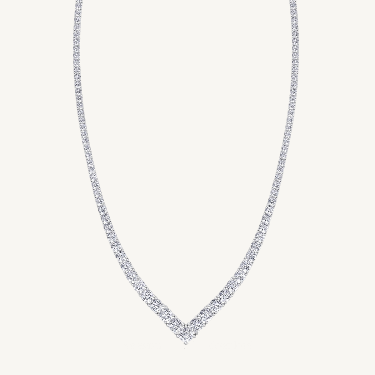 Natural Diamond V Style Chevron Tennis Necklace 18K Solid Gold