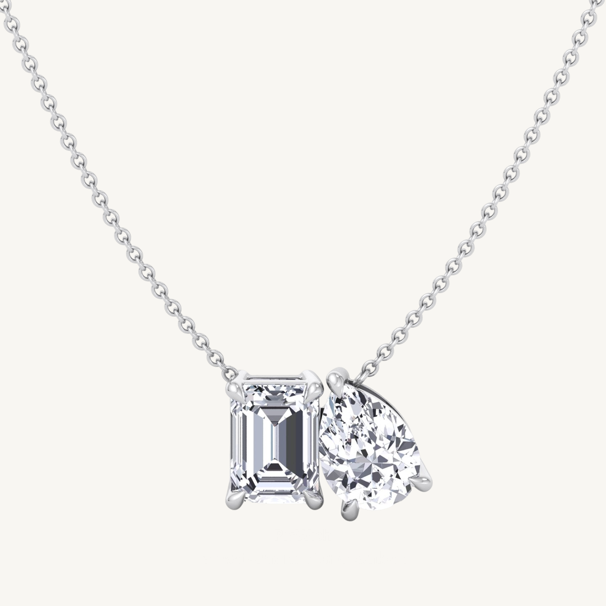 Toi Et Moi Pear & Emerald Cut Natural Diamond Pendant