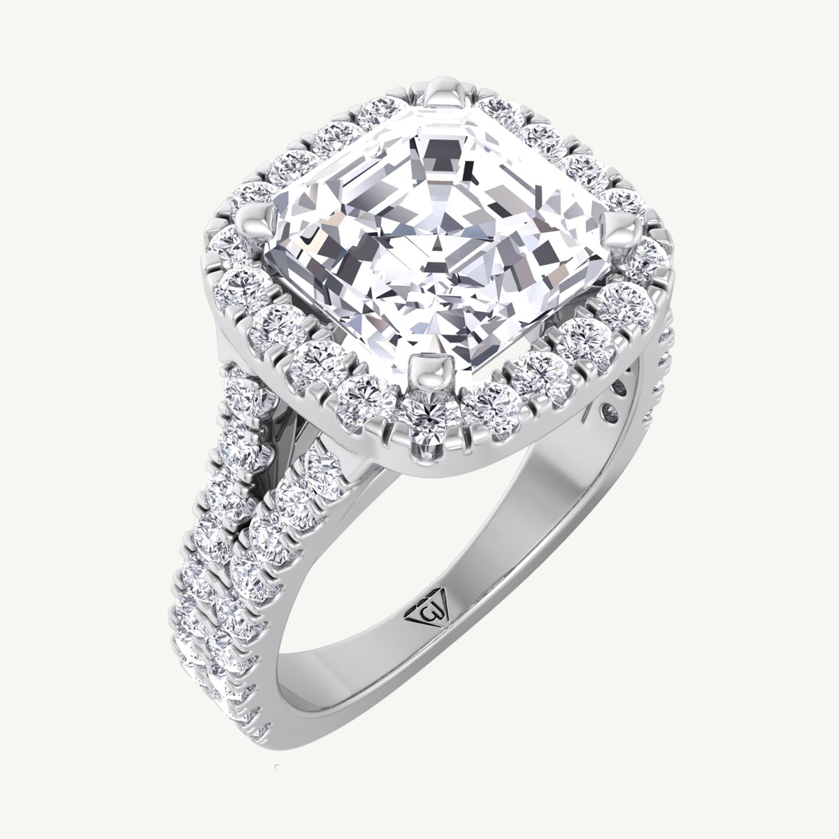 Radiant Cut Halo Diamond Engagement Ring