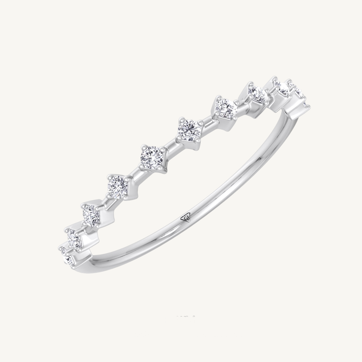 Simona - Multi Stone Round Natural Diamond Dainty Ring
