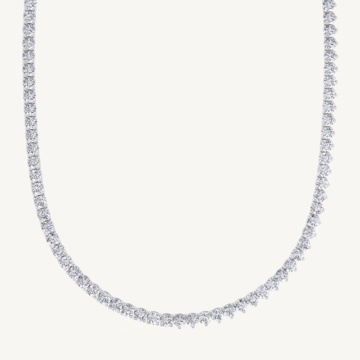 Double Setting Natural Diamond Tennis Necklace (3-Prong & 4-Prong) in 14K Solid Gold