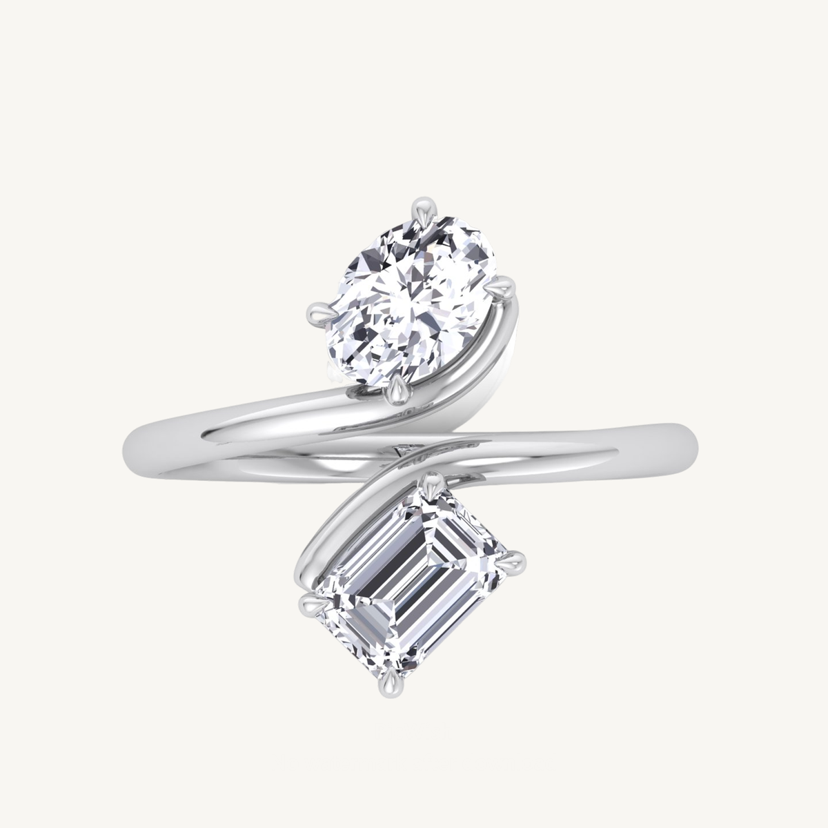 Oval & Emerald Shape Natural Diamond Wrap Ring