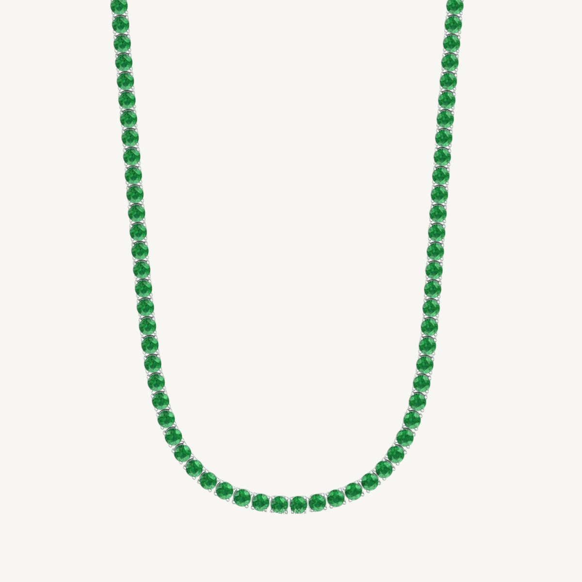 Natural Green Emerald Tennis Necklace 18K Solid Gold