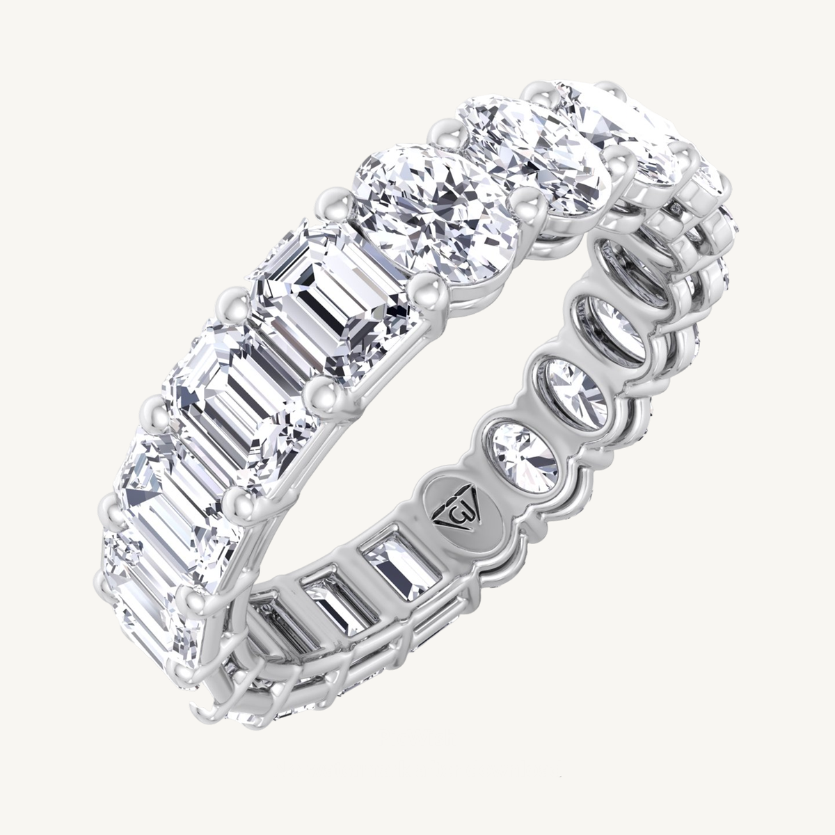 4 Carat Double Shape Oval and Emerald Diamond Eternity Band