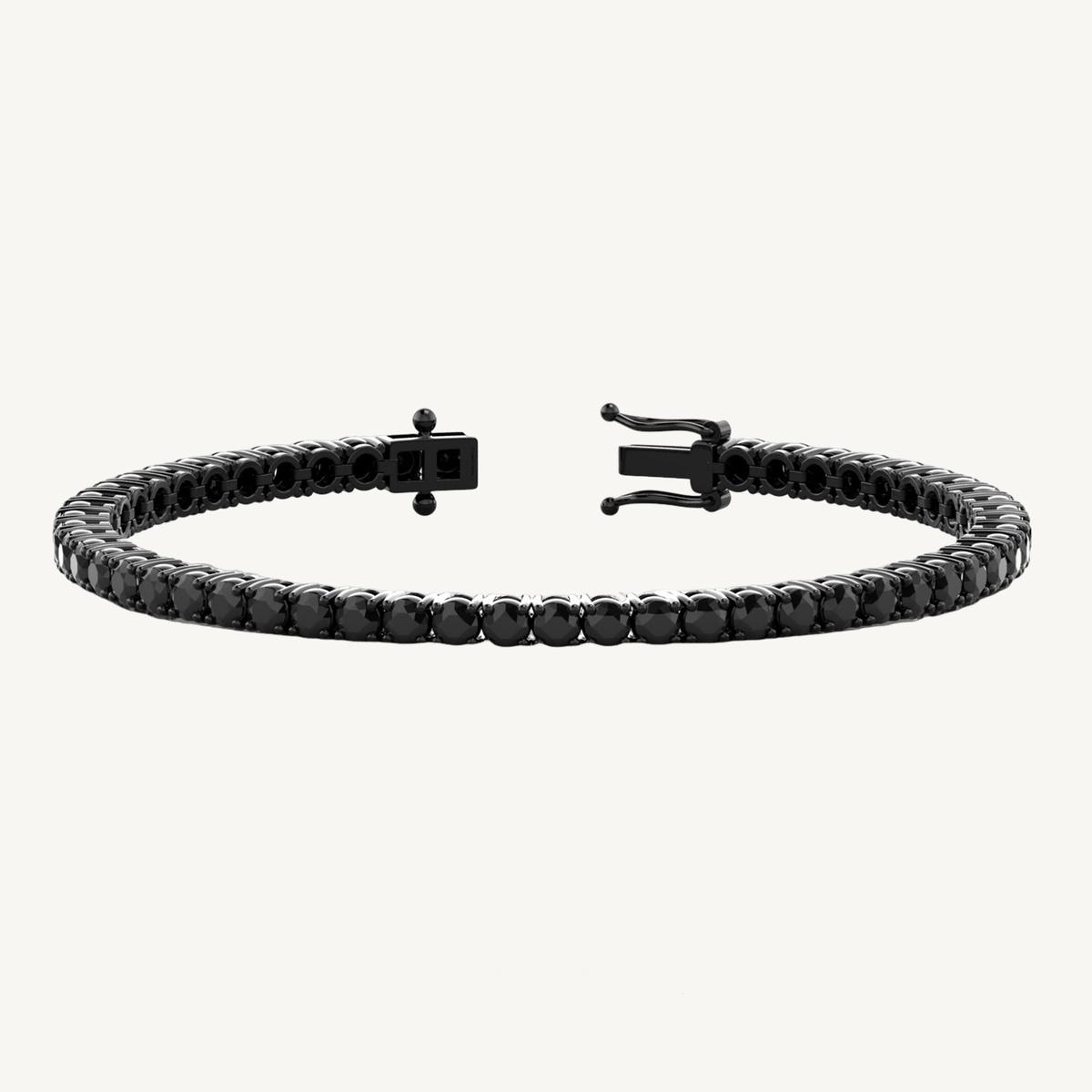 Men’s Natural Black Diamond Tennis Bracelet In Black Rhodium