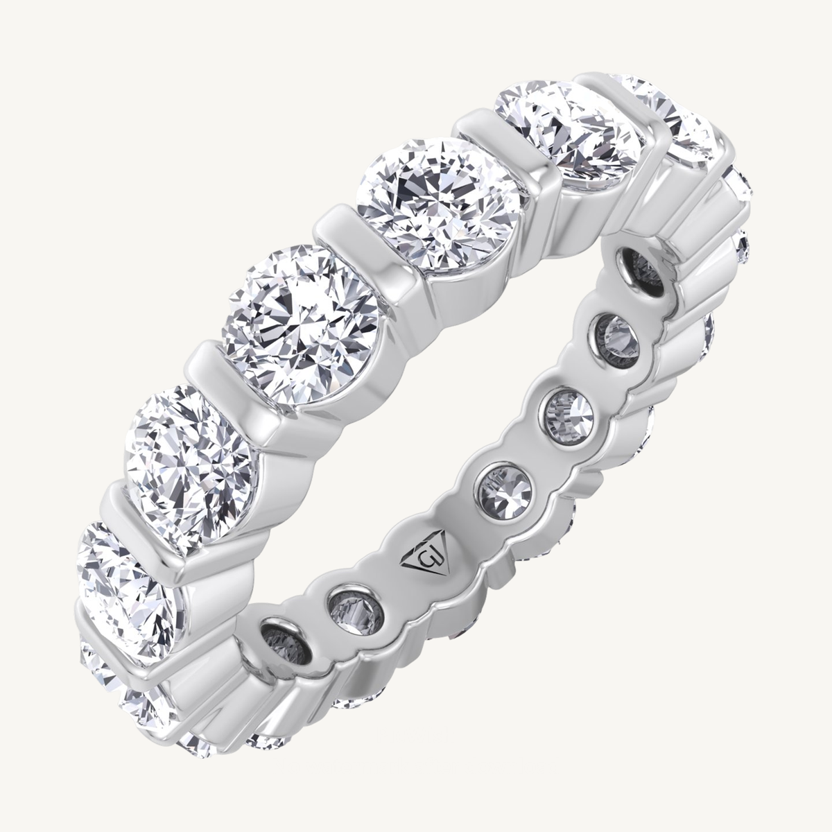 Bar Set Round Cut Natural Diamond Eternity Band