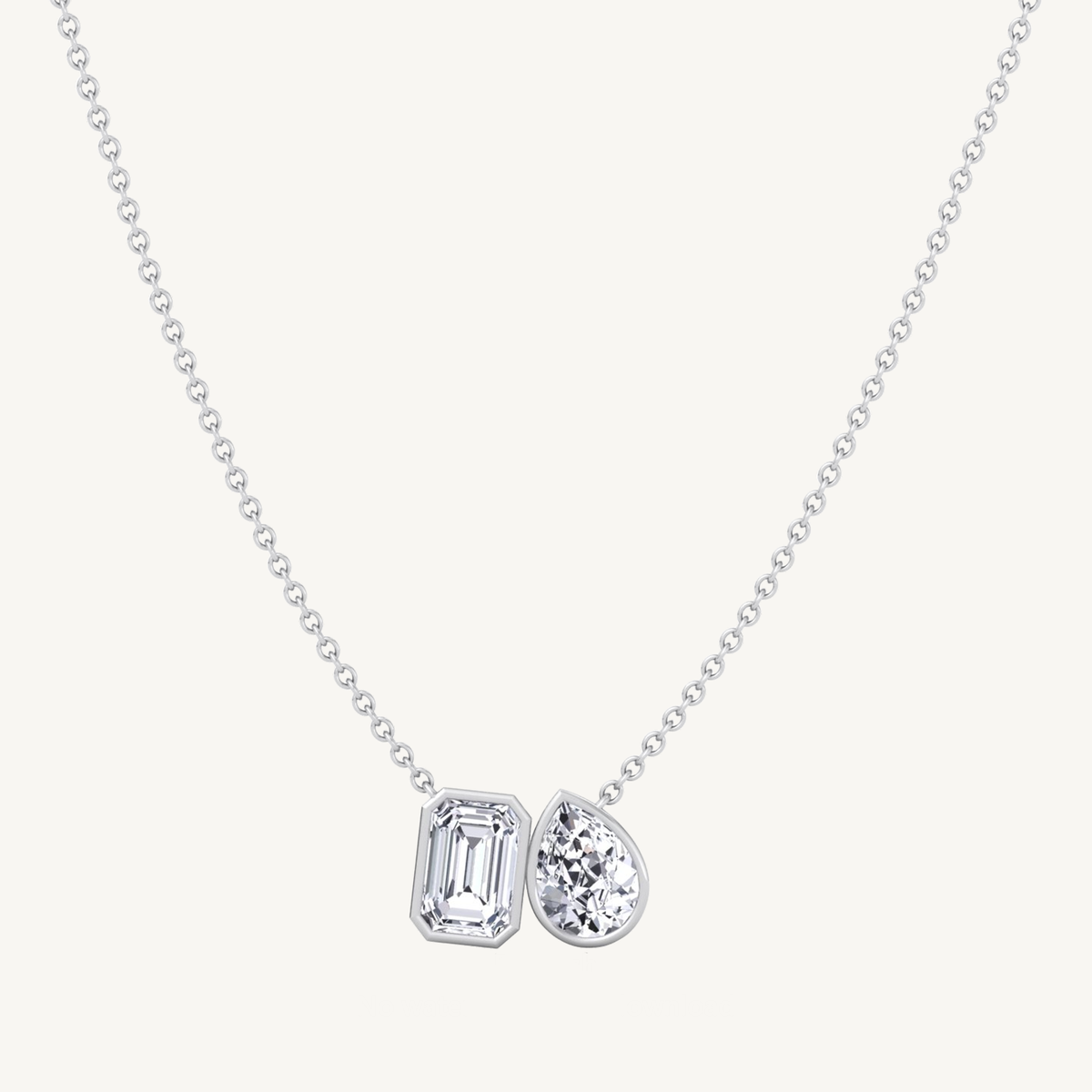 Bezel Set Toi Et Moi Natural Diamond Pendant