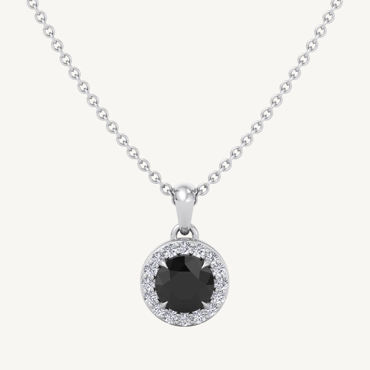 Black and White Natural Diamond Halo Pendant