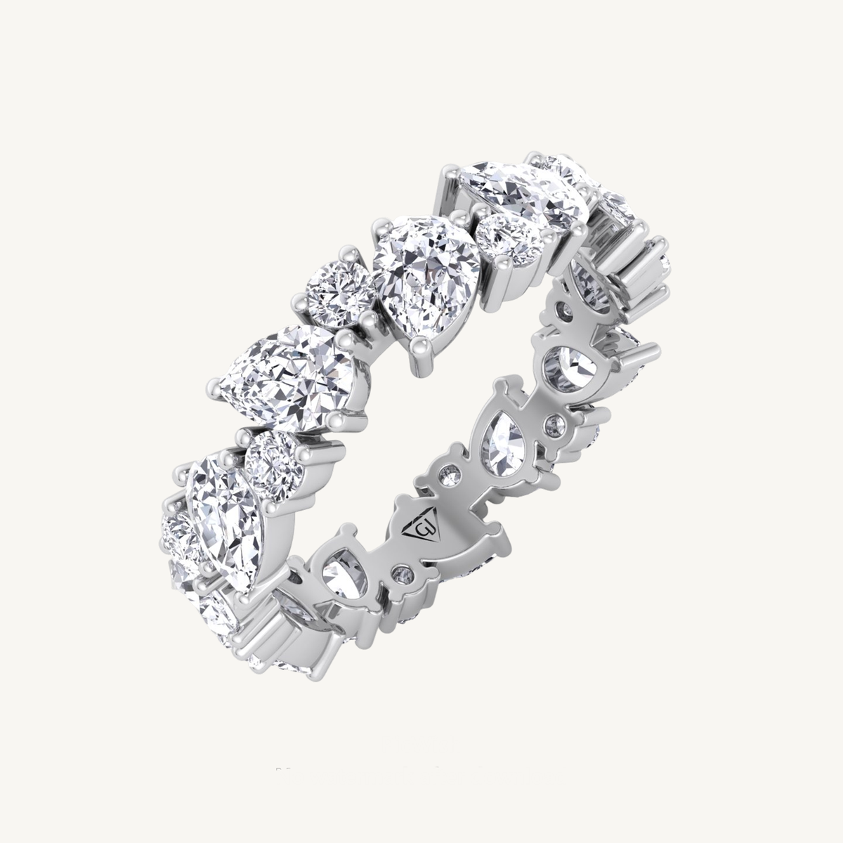 Pear & Round Shape Natural Diamond Cluster Eternity Band