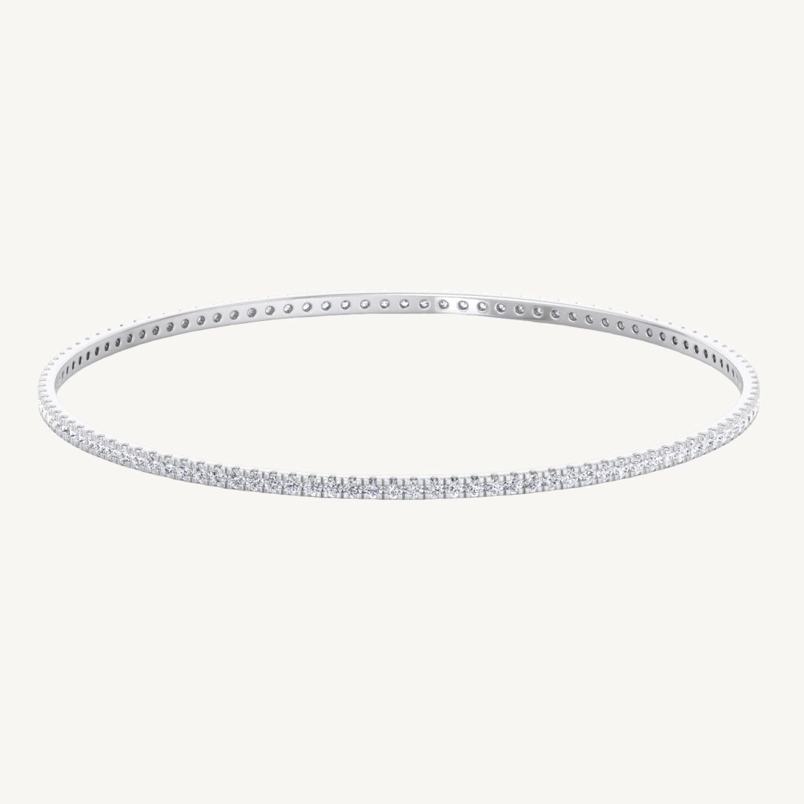 Round cut natural diamond bangle 14K solid gold