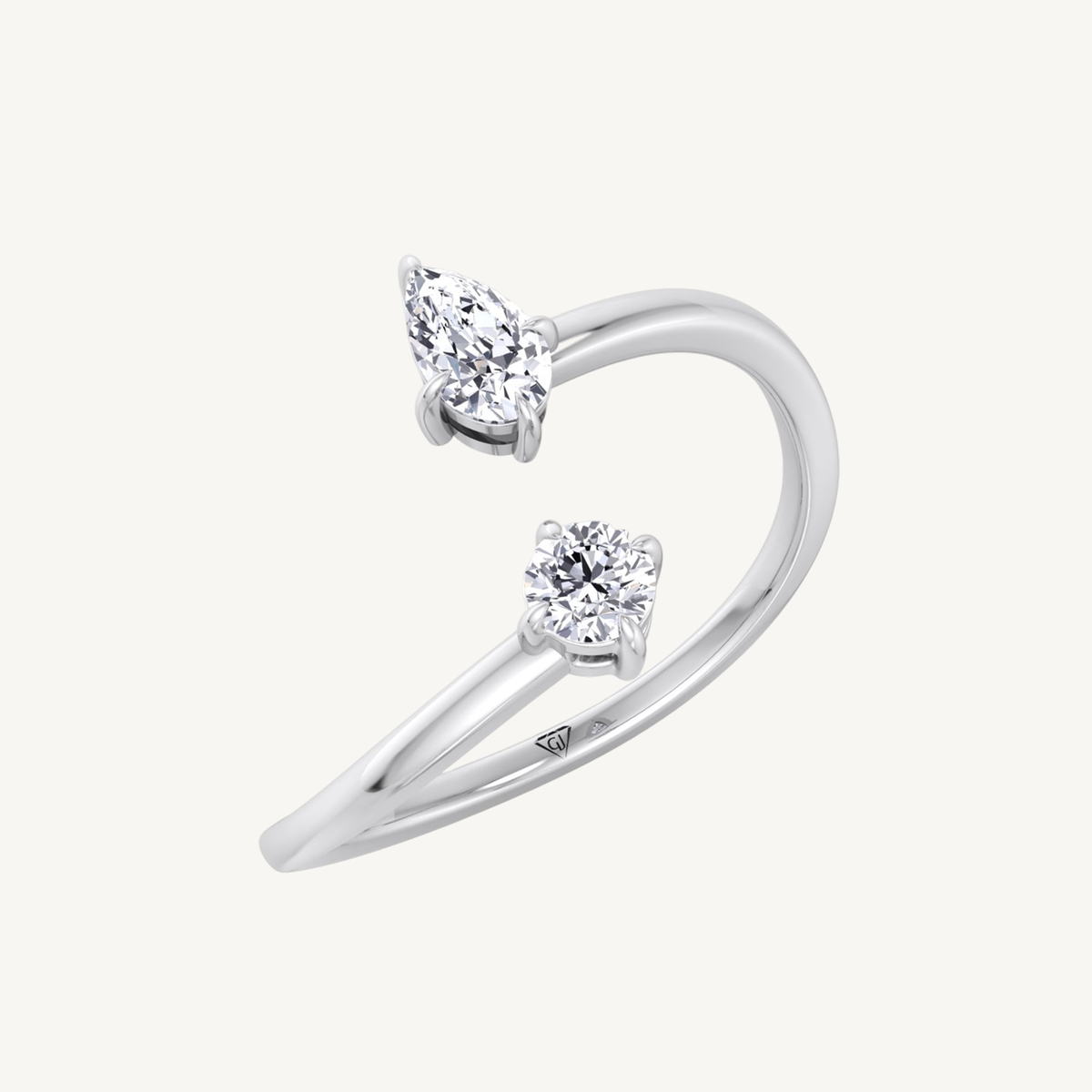Pear & Round Cut Diamond Stackable Ring