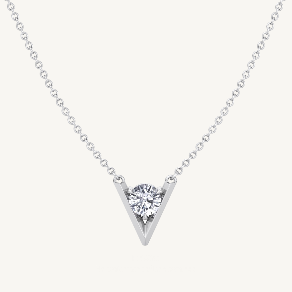 V-Shaped Natural Round Cut Diamond Pendant