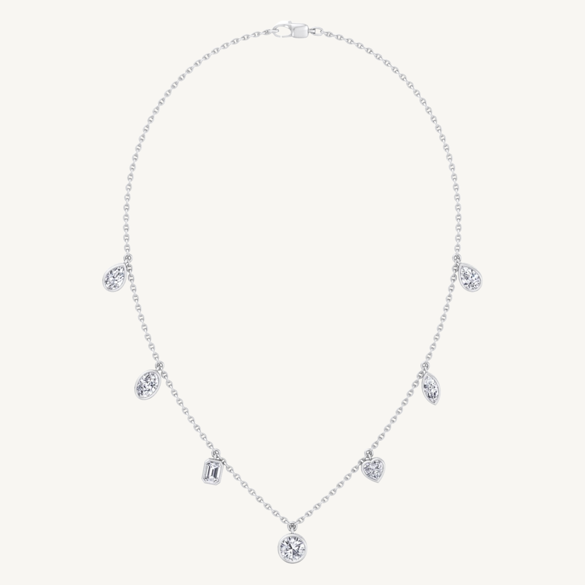 Multi Shape Natural Diamonds Station Necklace