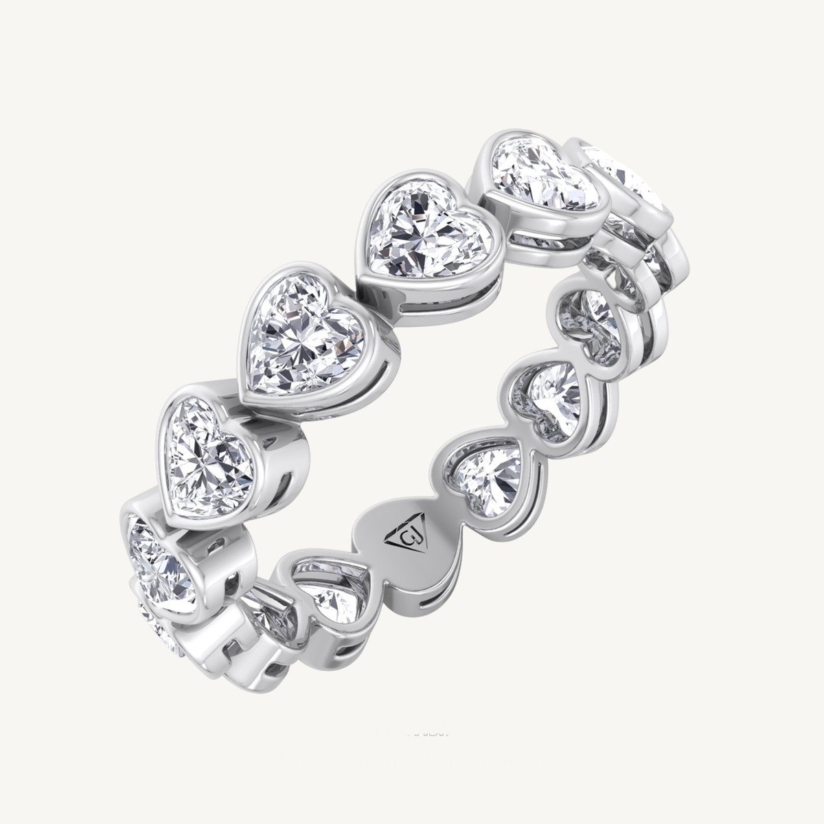 Heart Shape East to West Bezel Set Diamond Eternity Band