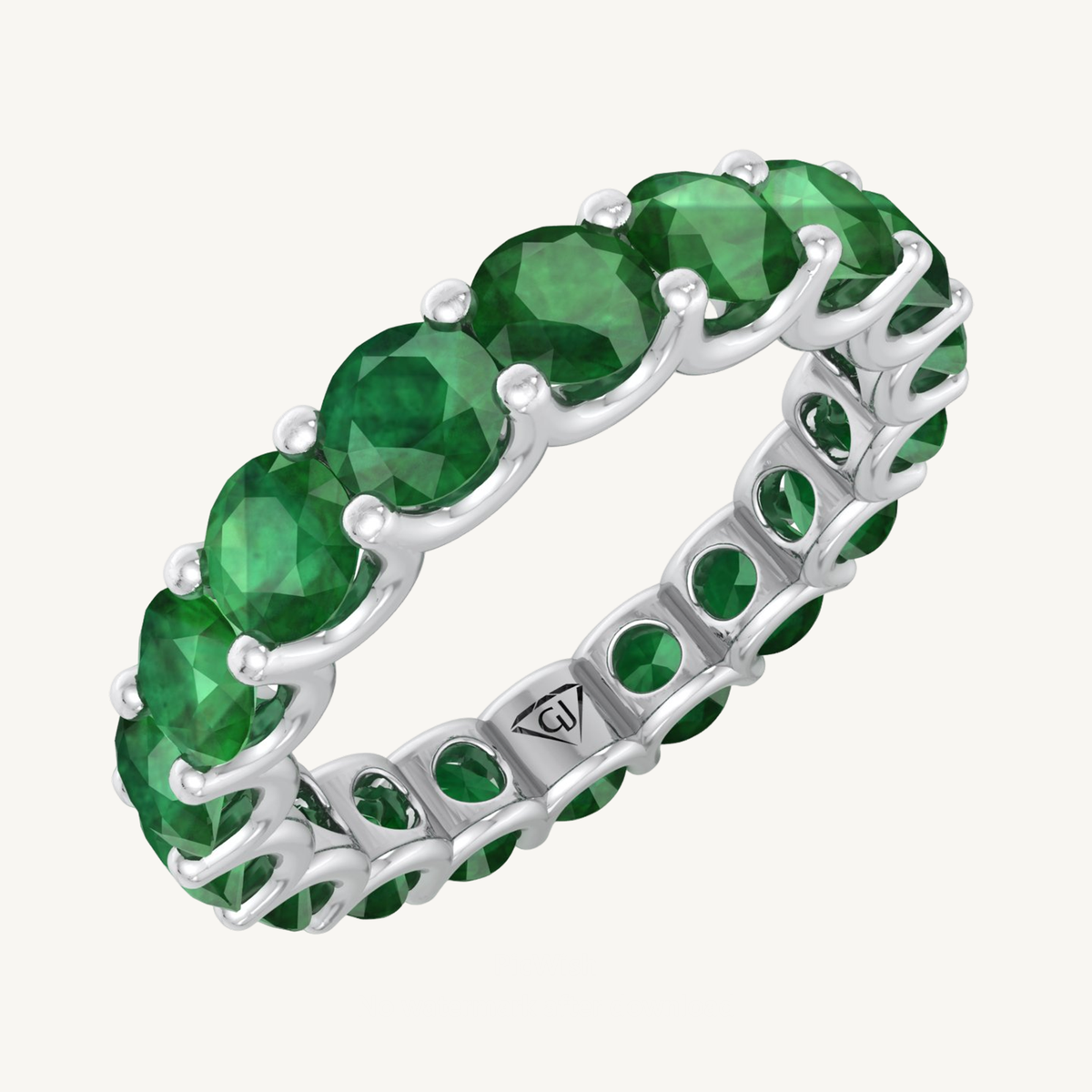 2 Carat Round Emerald Eternity Band