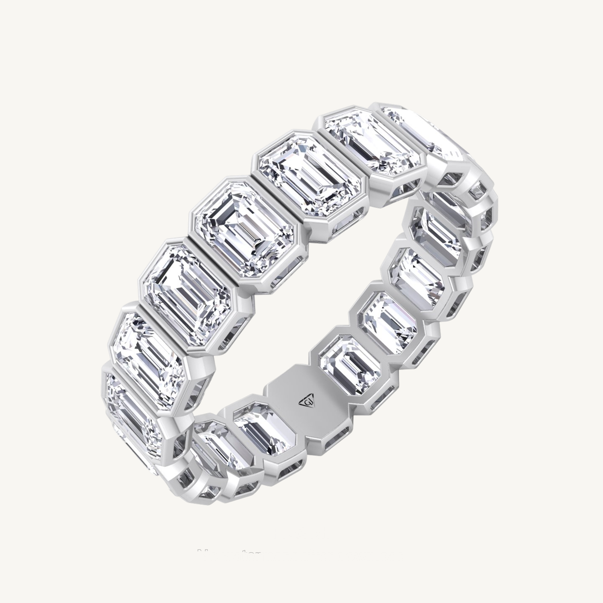 Full Bezel Set Emerald Cut Diamond Eternity Band