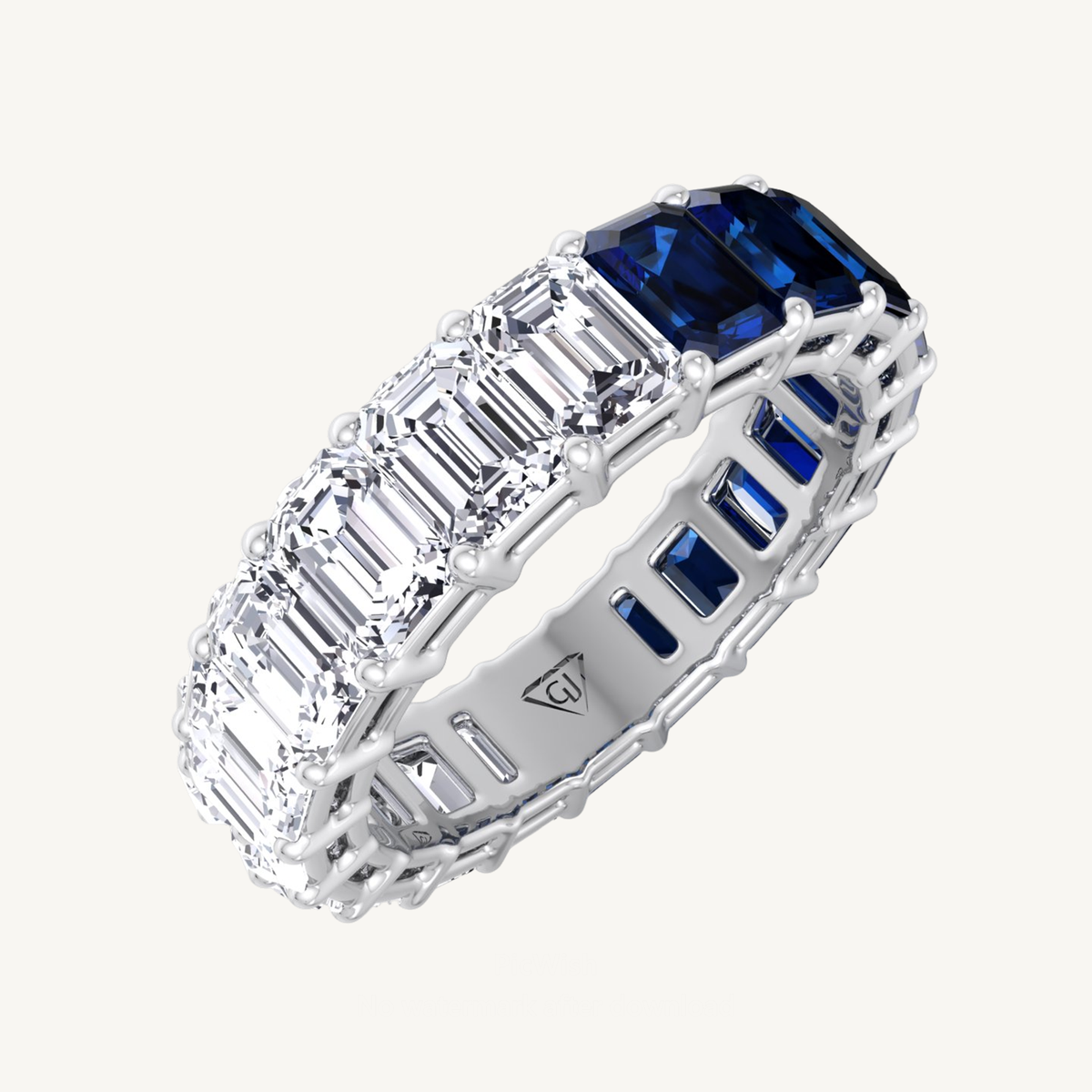 Gala - Emerald Shape Diamond and Blue Sapphire Eternity Band