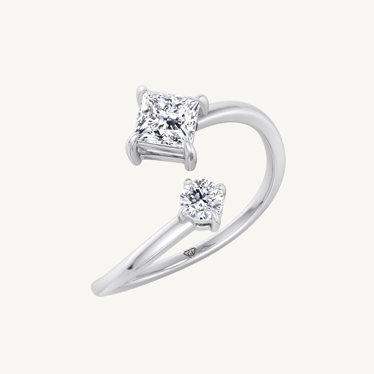 Princess & Round Cut Diamond Stackable Ring